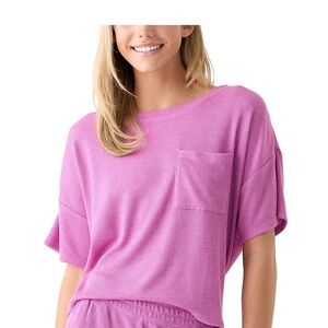 Olive & Oak Pink soft thermal knit boat neck Top